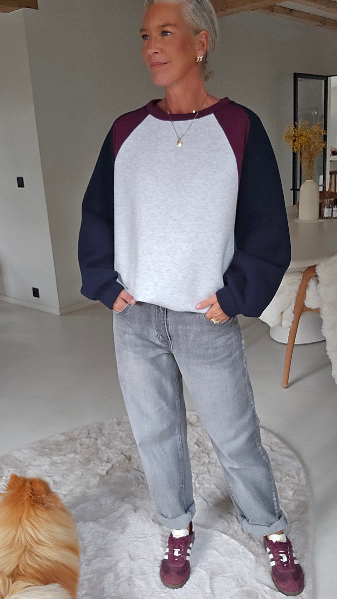 JADE sweatshirt grey navy burgundy