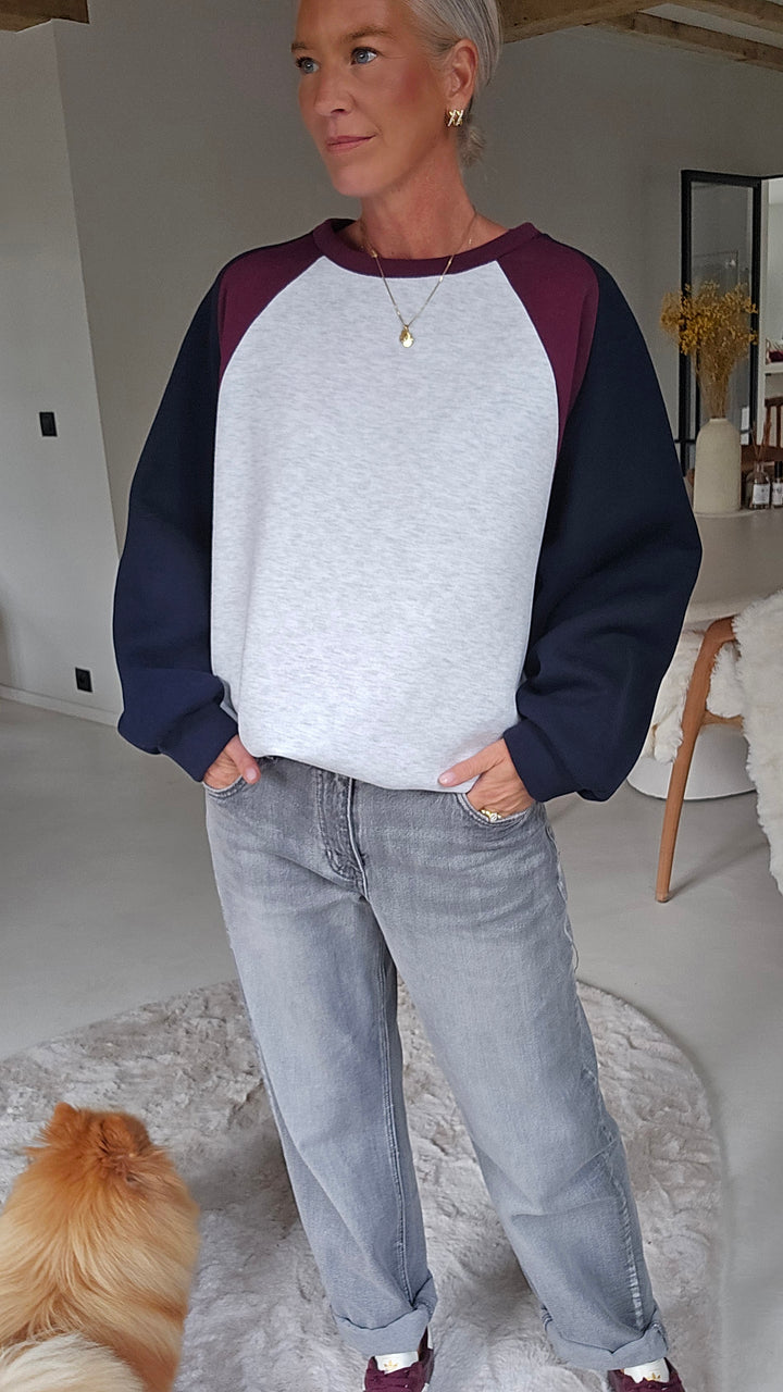 JADE sweatshirt grey navy burgundy