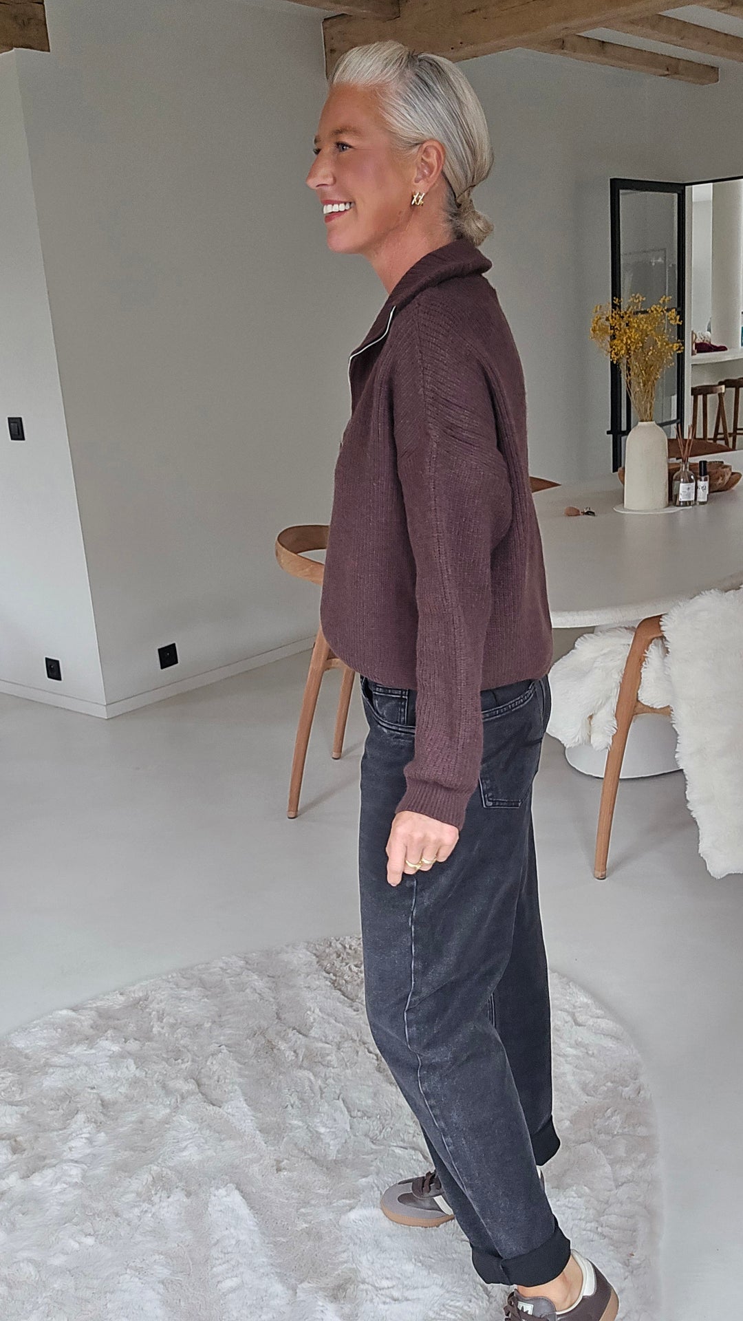 MILLIE zip cardigan chocolat