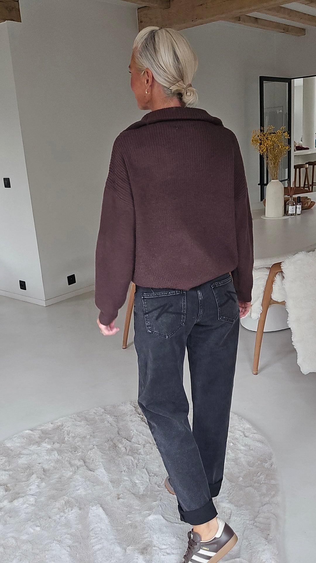 MILLIE zip cardigan chocolat