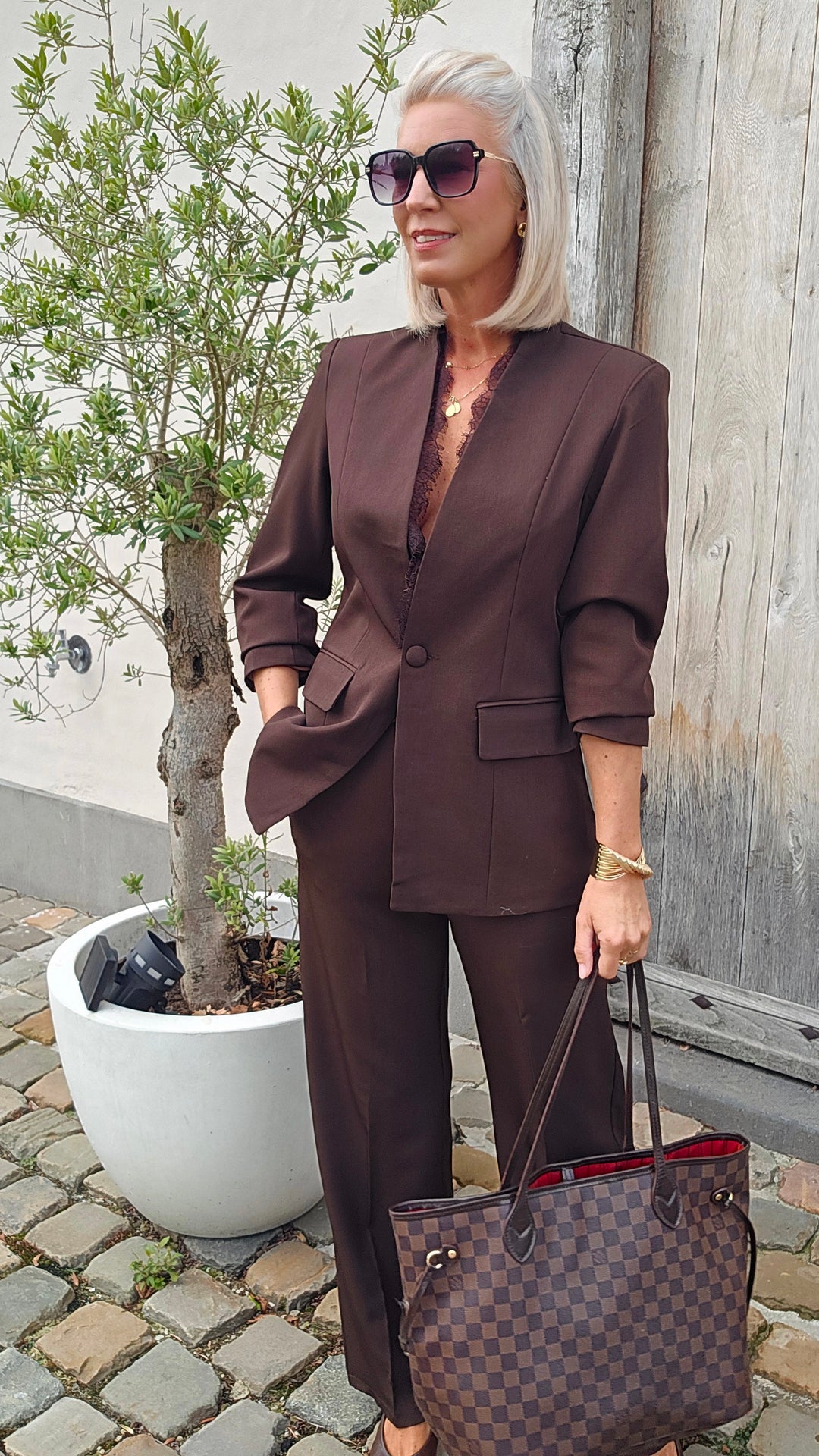 DIONNE lace blazer chocolat