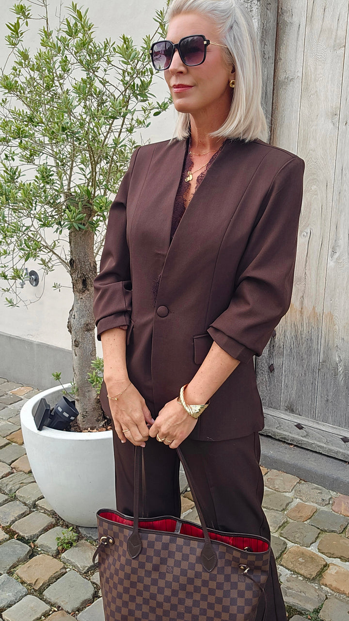 DIONNE lace blazer chocolat