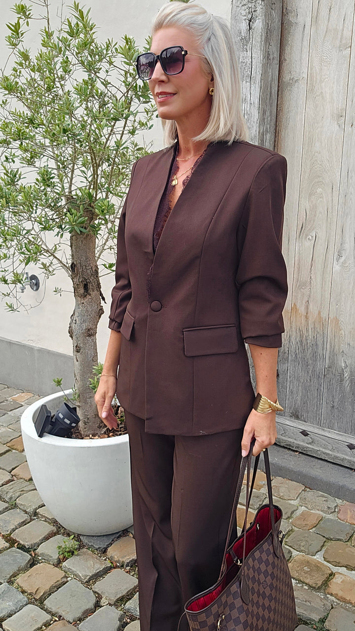 DIONNE lace blazer chocolat
