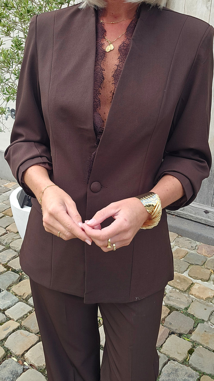 DIONNE lace blazer chocolat