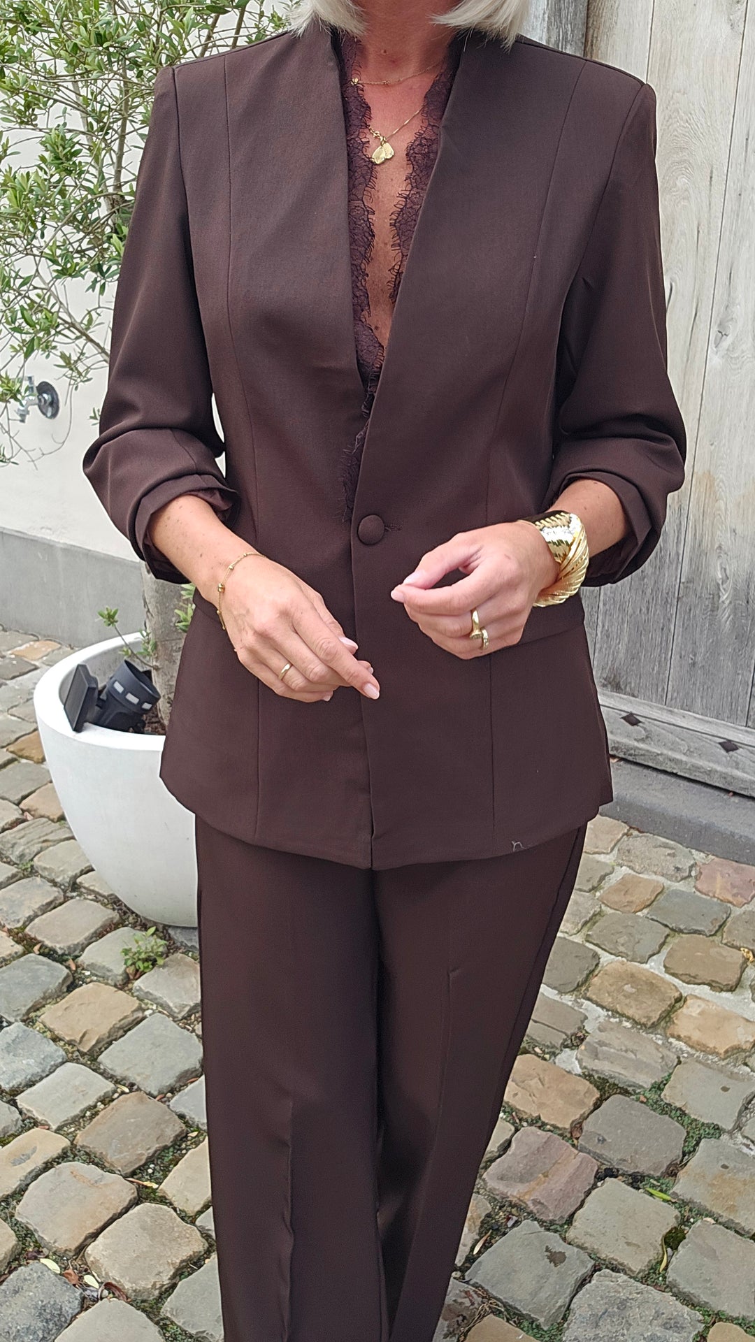 DIONNE lace blazer chocolat