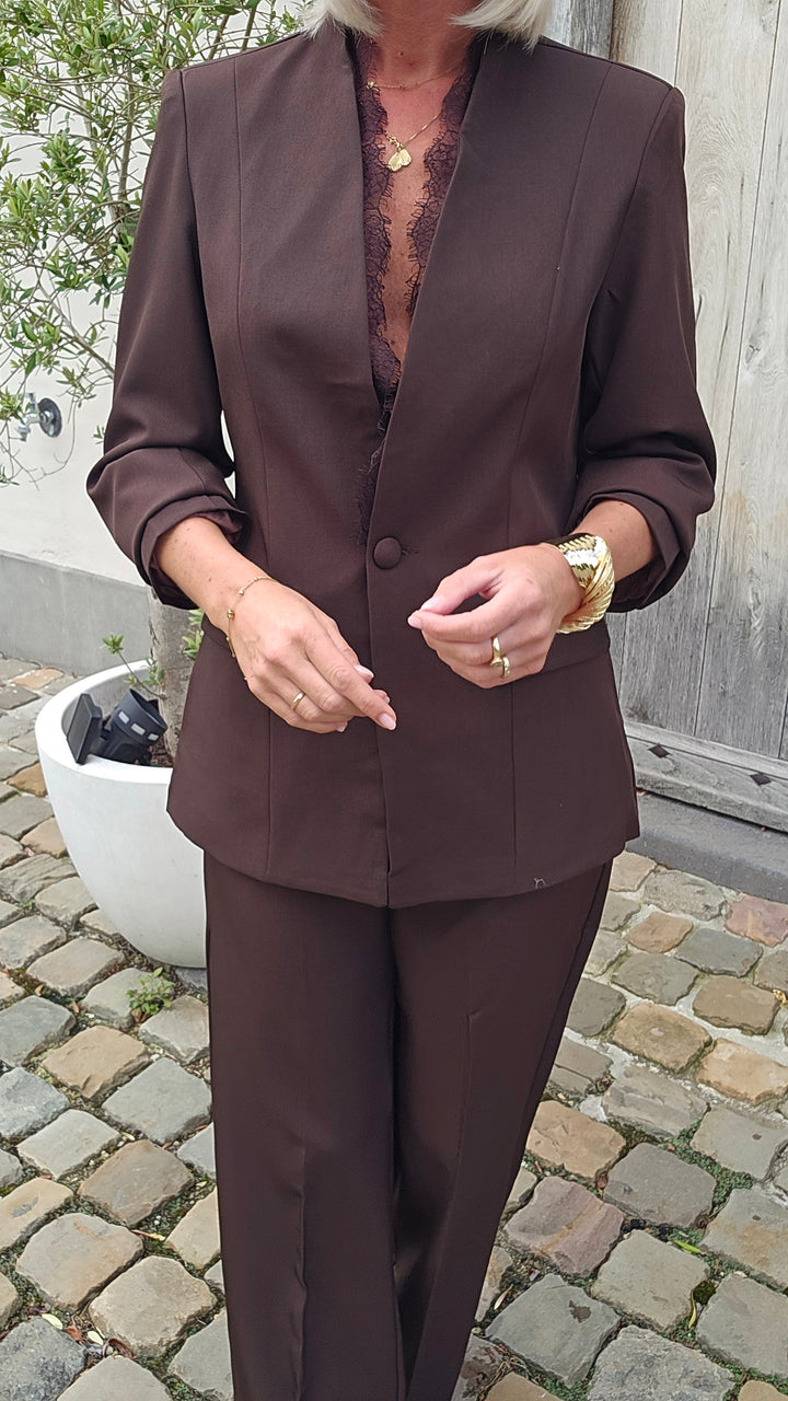 DIONNE lace blazer chocolat