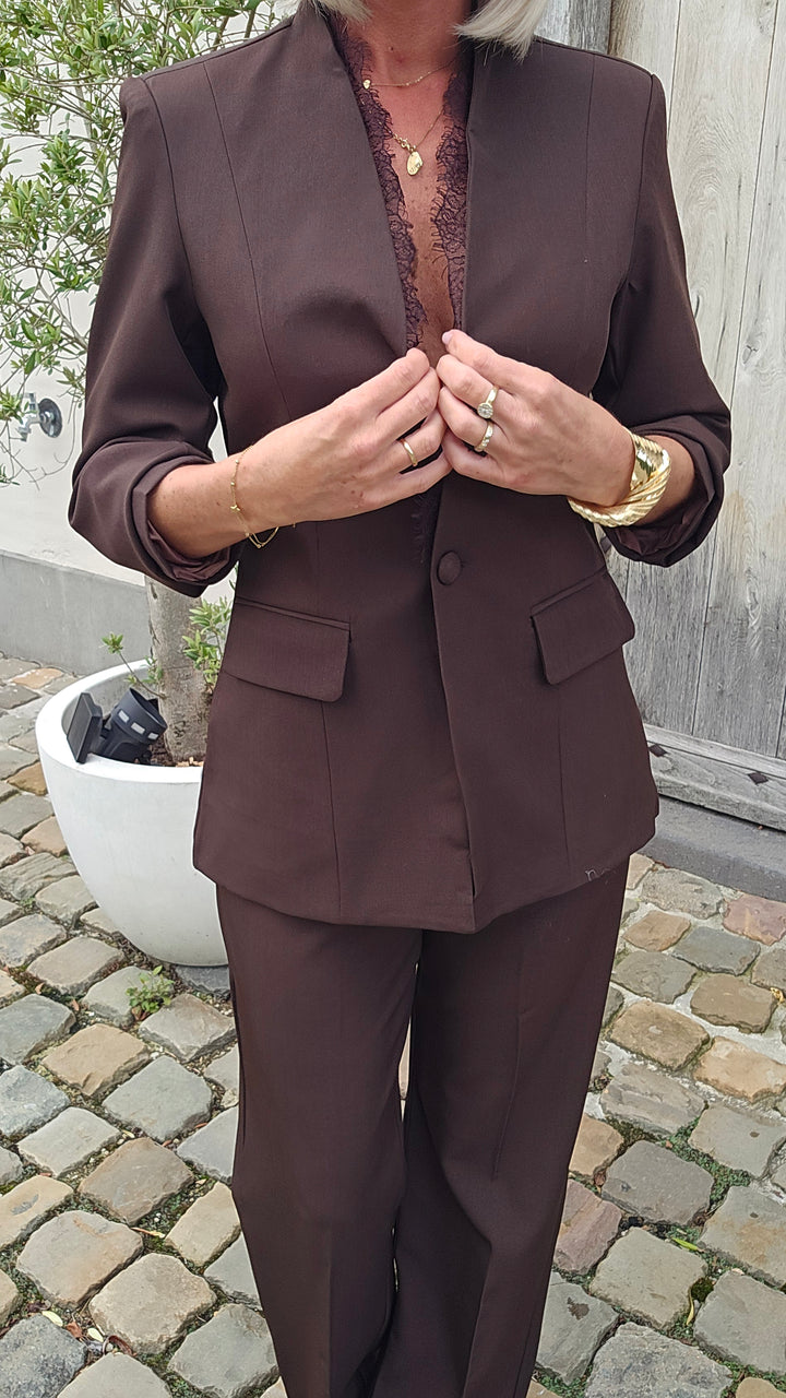 DIONNE lace blazer chocolat
