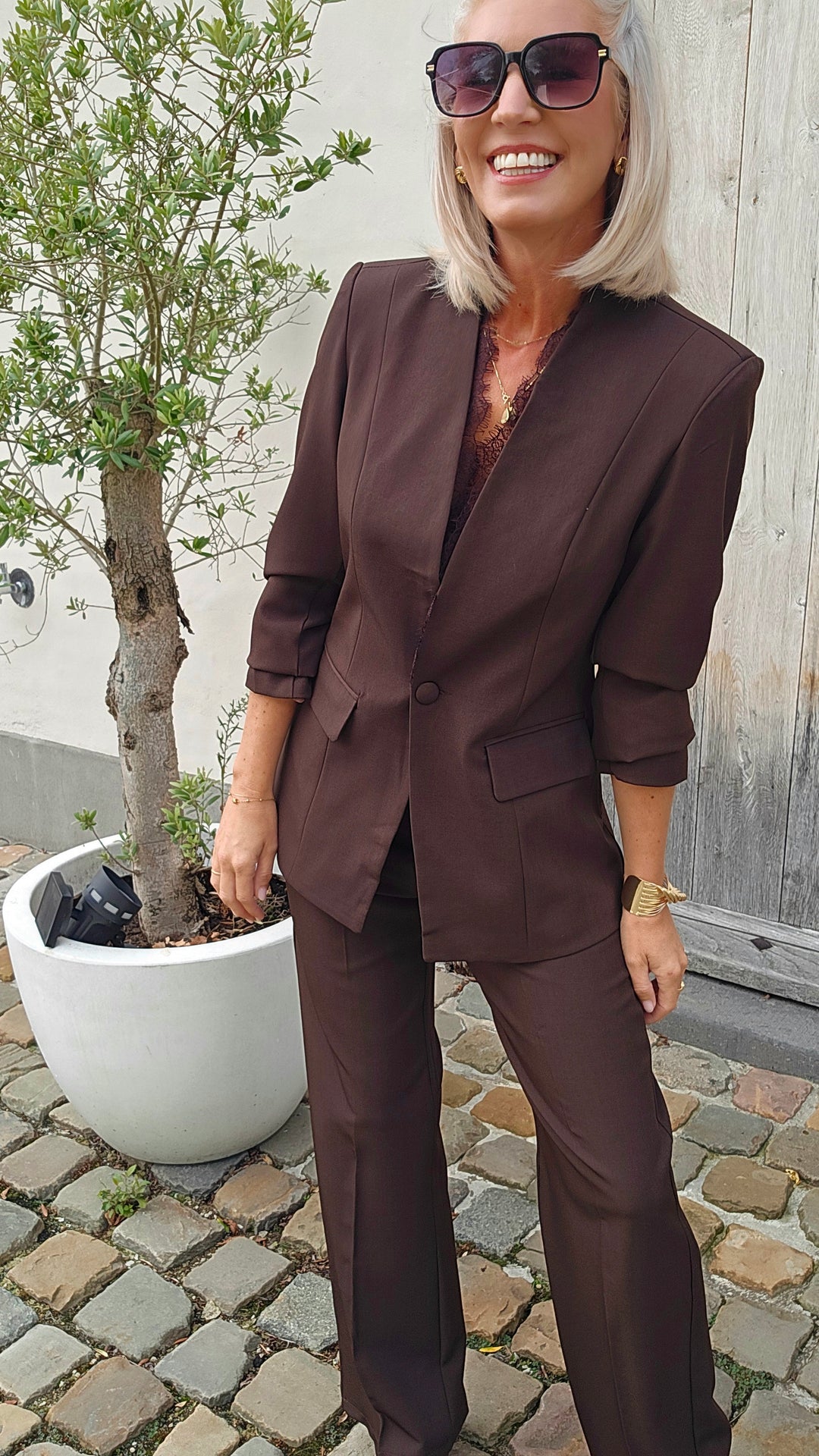 DIONNE lace blazer chocolat