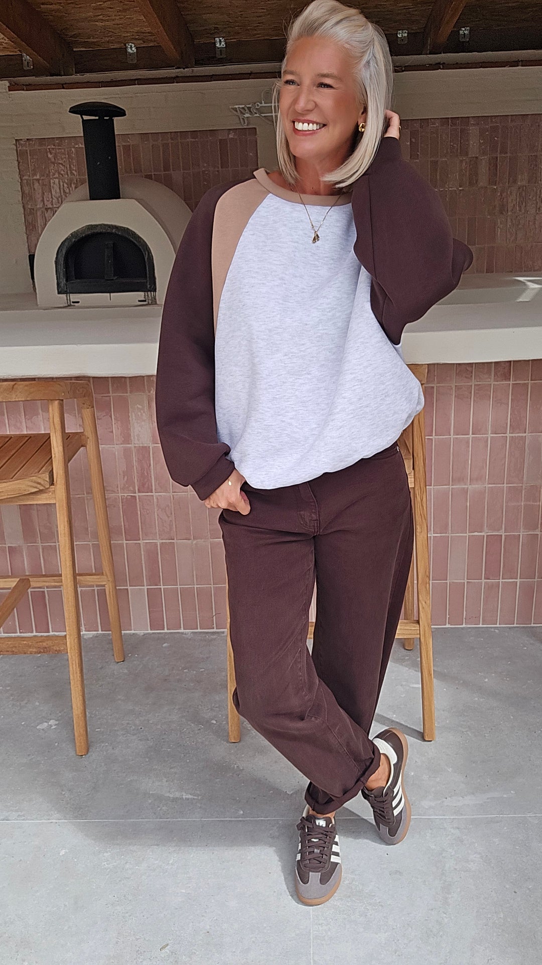 JADE sweatshirt grey chocolat taupe
