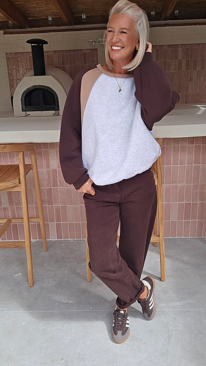 JADE sweatshirt grey chocolat taupe