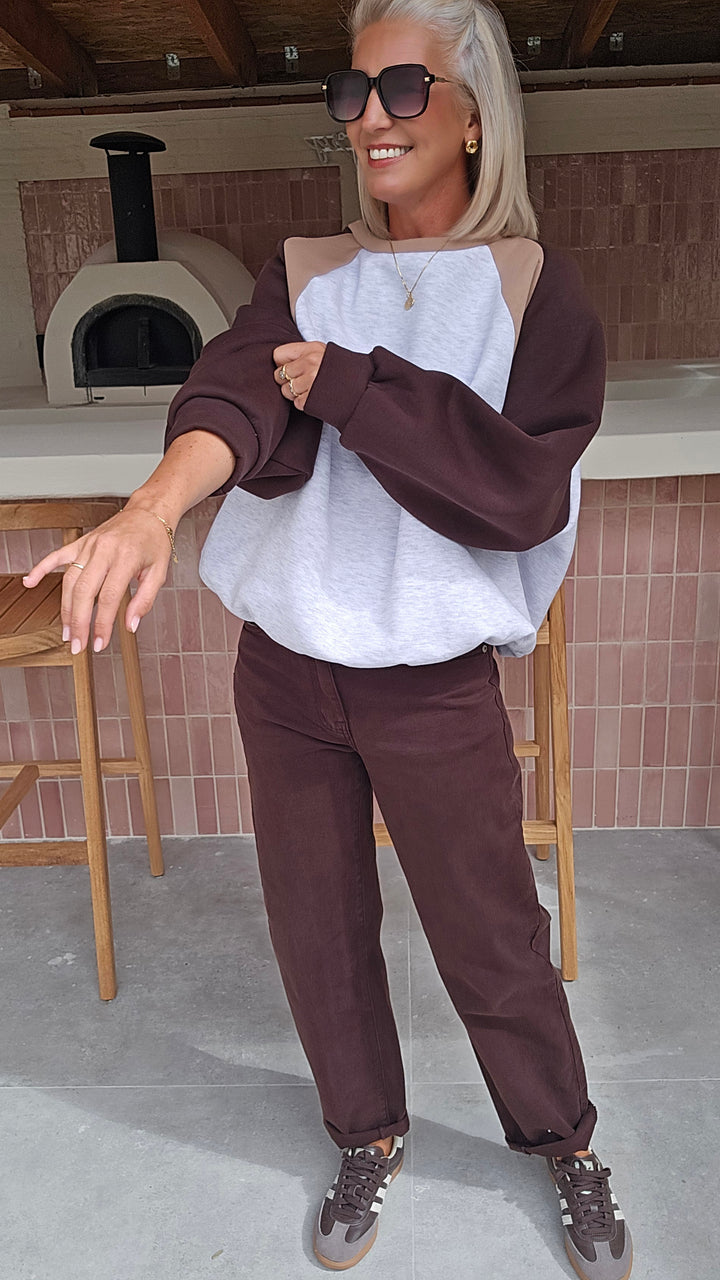 JADE sweatshirt grey chocolat taupe