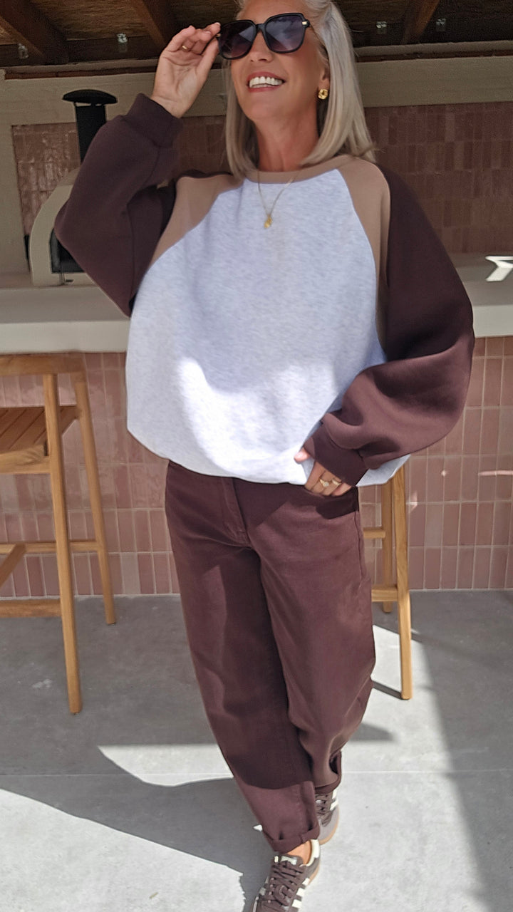 JADE sweatshirt grey chocolat taupe