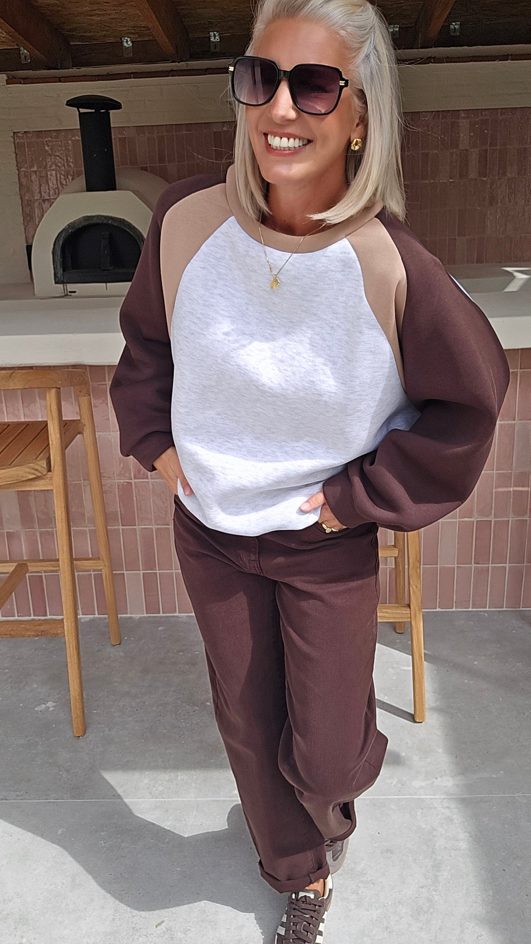 JADE sweatshirt grey chocolat taupe