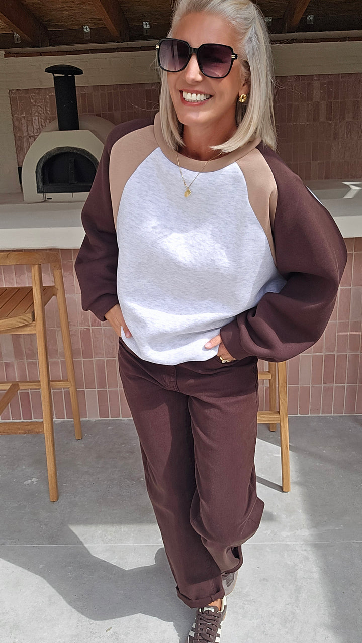 JADE sweatshirt grey chocolat taupe
