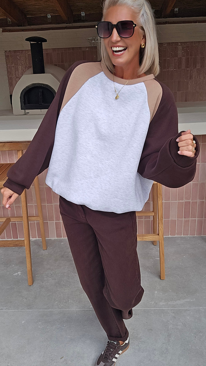 JADE sweatshirt grey chocolat taupe