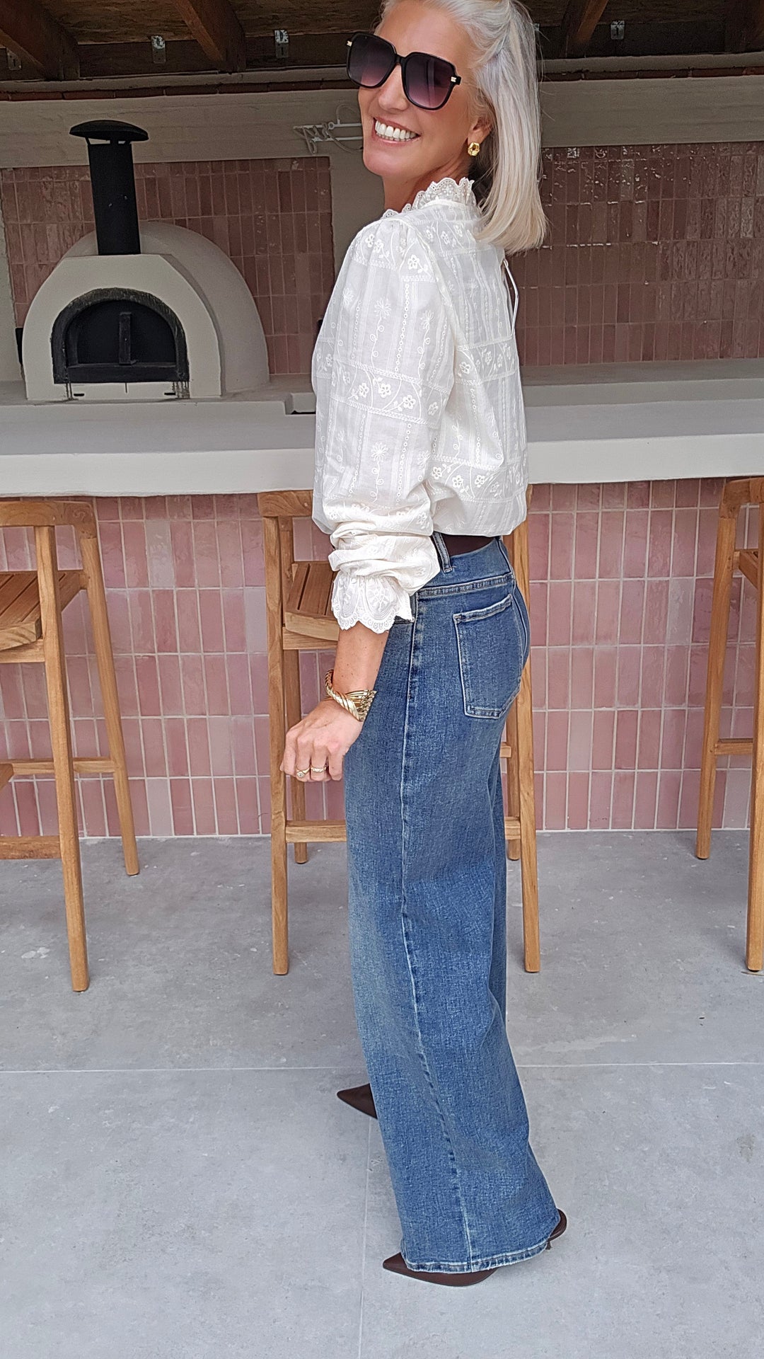 ONORA embroidered blouse ecru