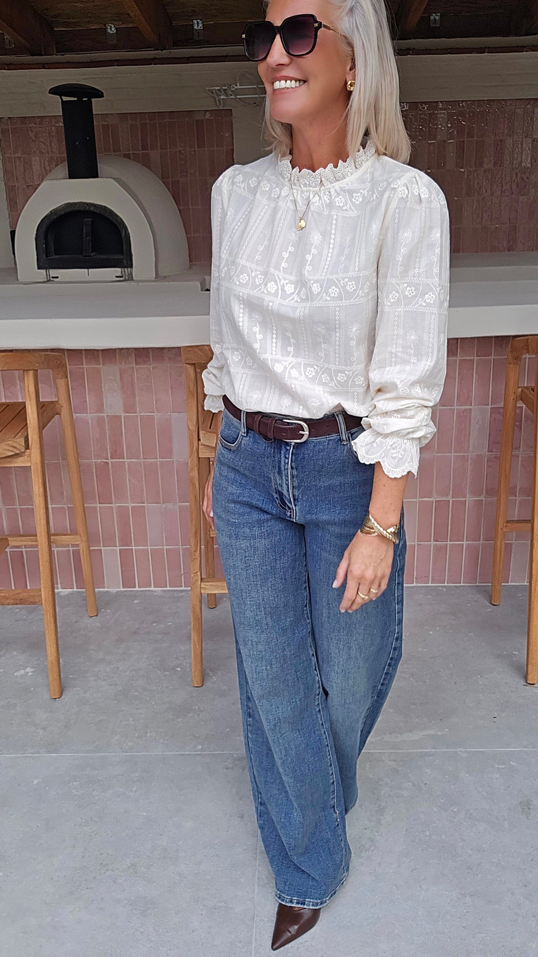 ONORA embroidered blouse ecru