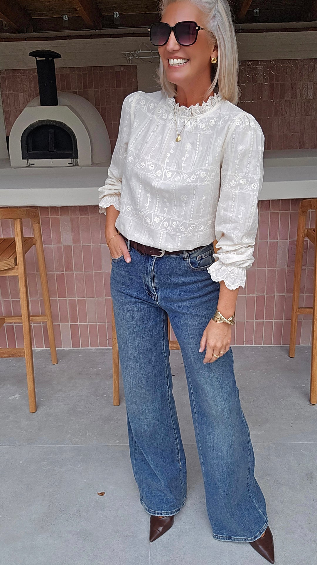 ONORA embroidered blouse ecru