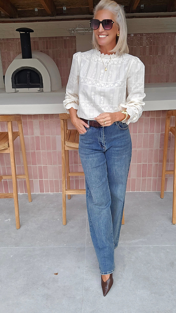 ONORA embroidered blouse ecru