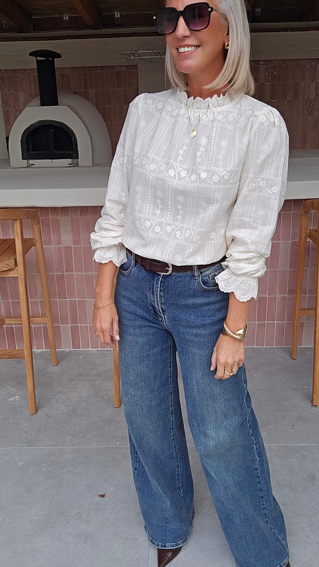 ONORA embroidered blouse ecru