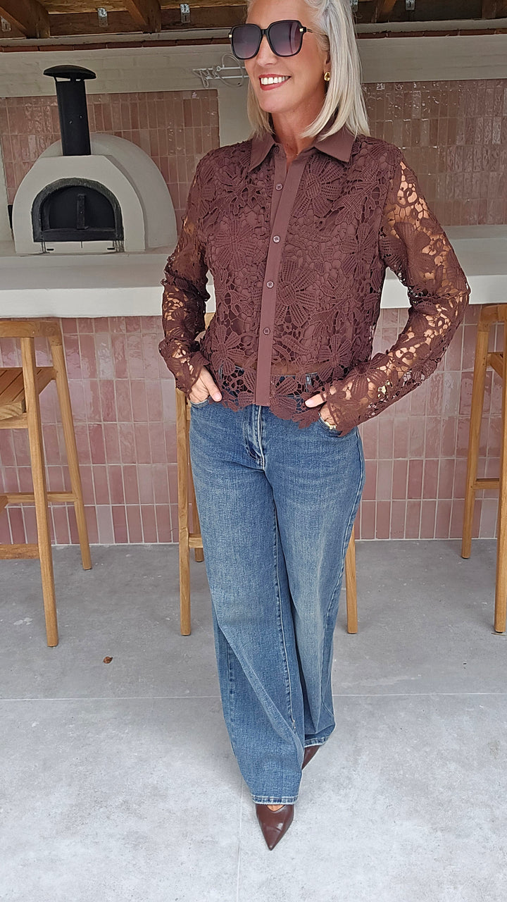 MERIEL lace blouse chocolat