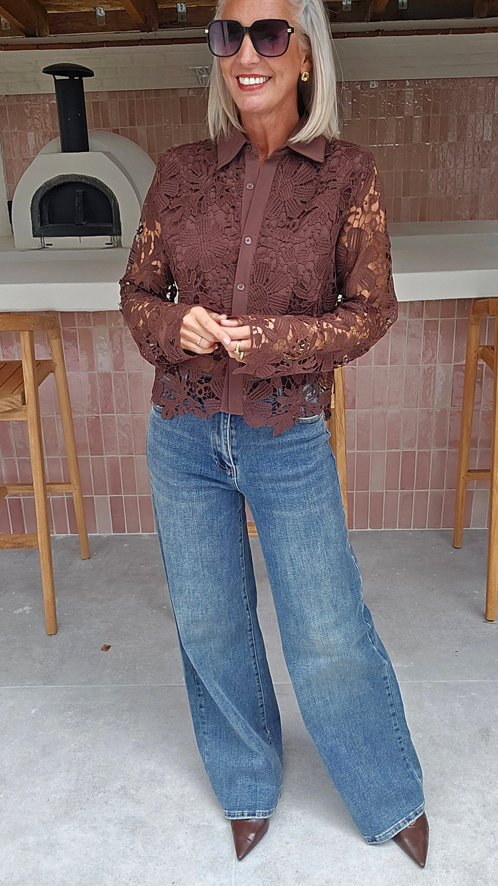 MERIEL lace blouse chocolat