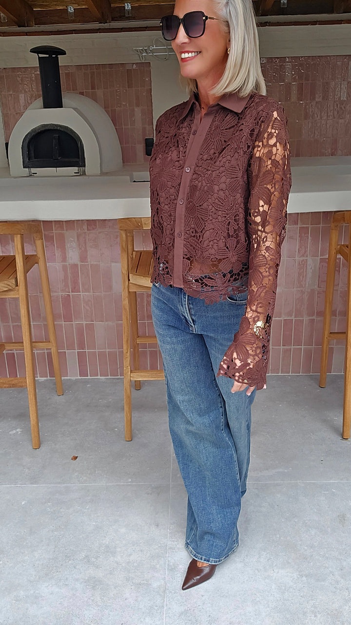 MERIEL lace blouse chocolat