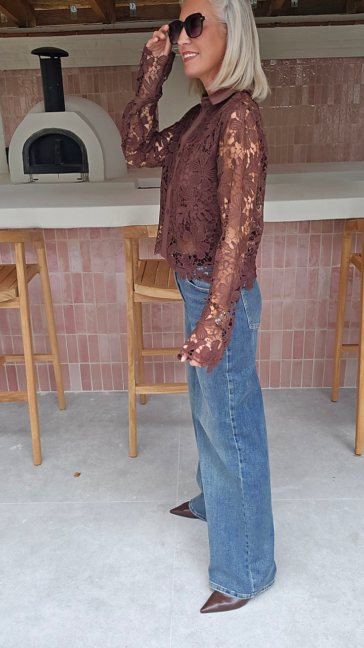 MERIEL lace blouse chocolat