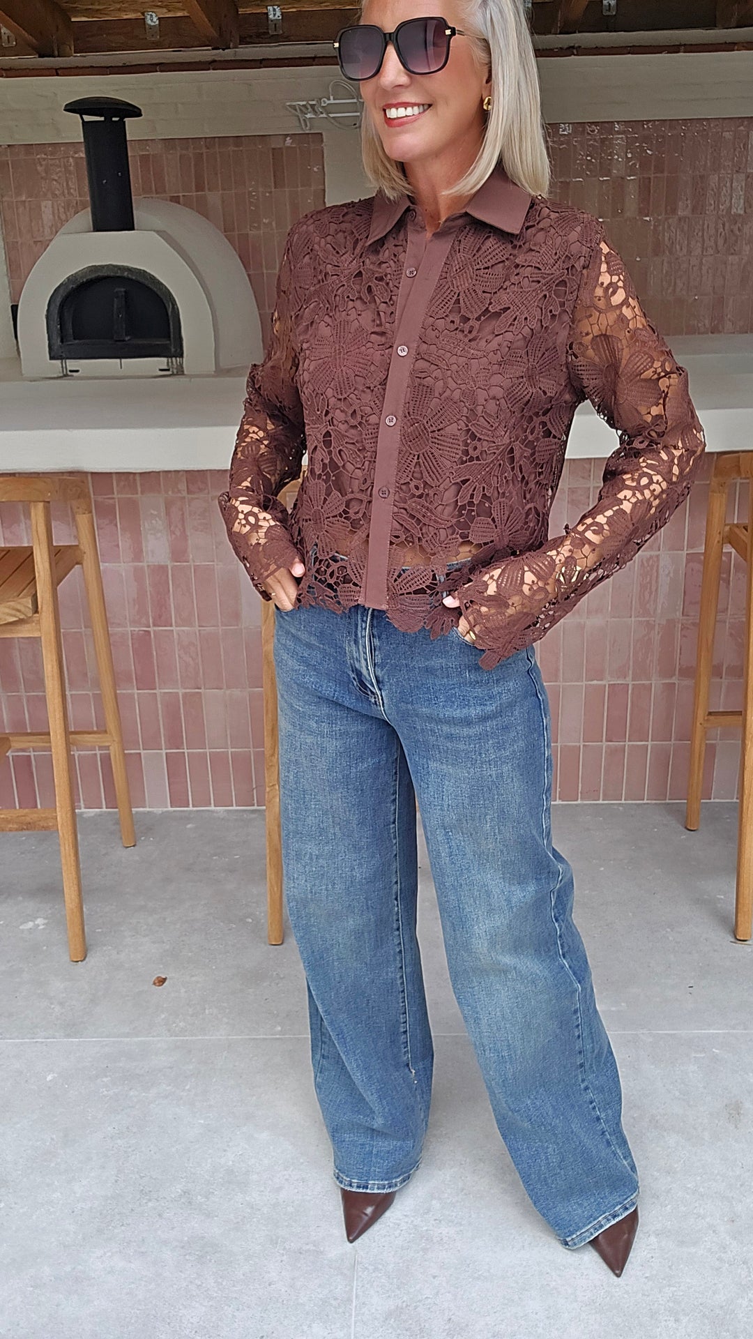 MERIEL lace blouse chocolat