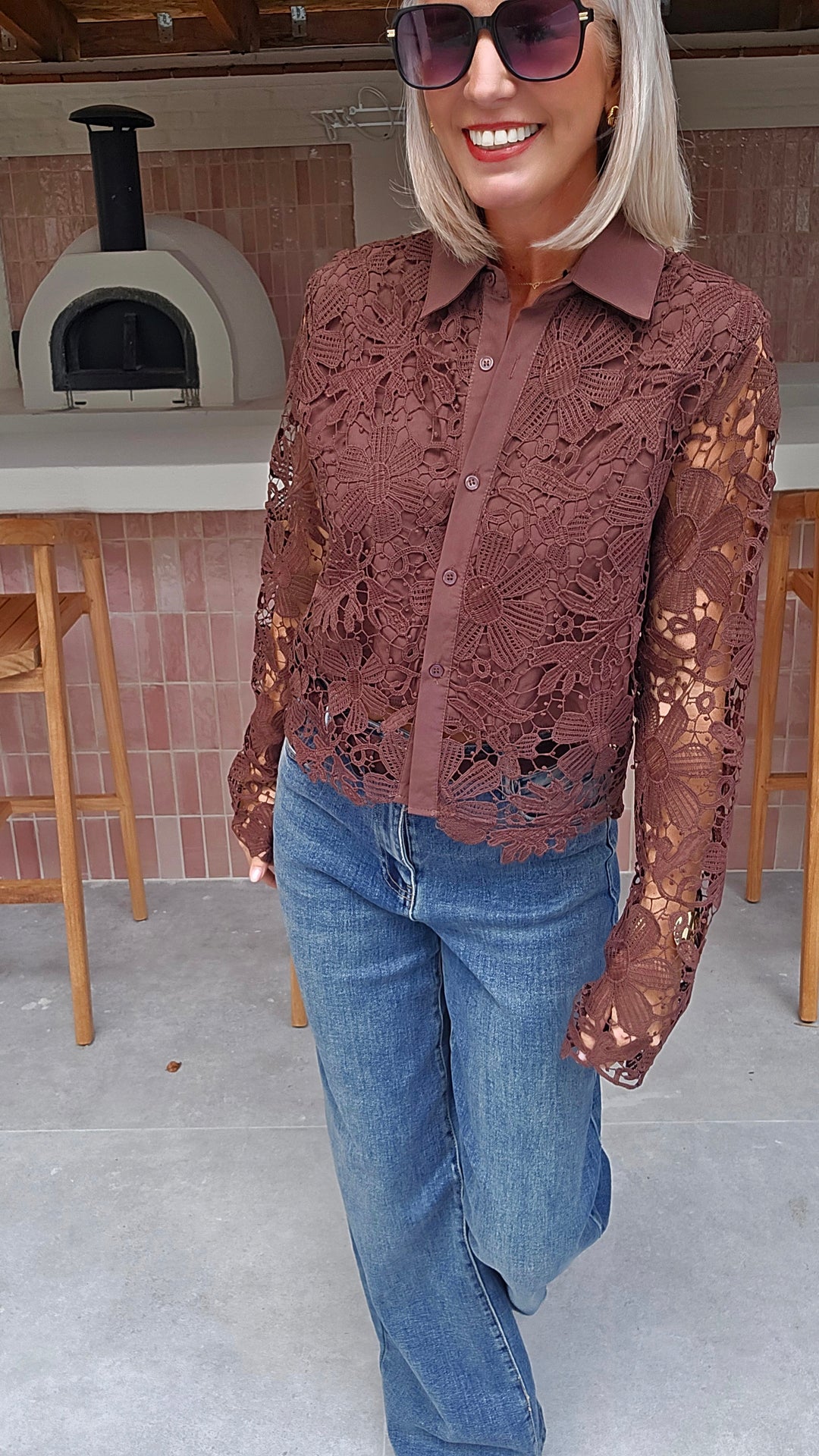 MERIEL lace blouse chocolat