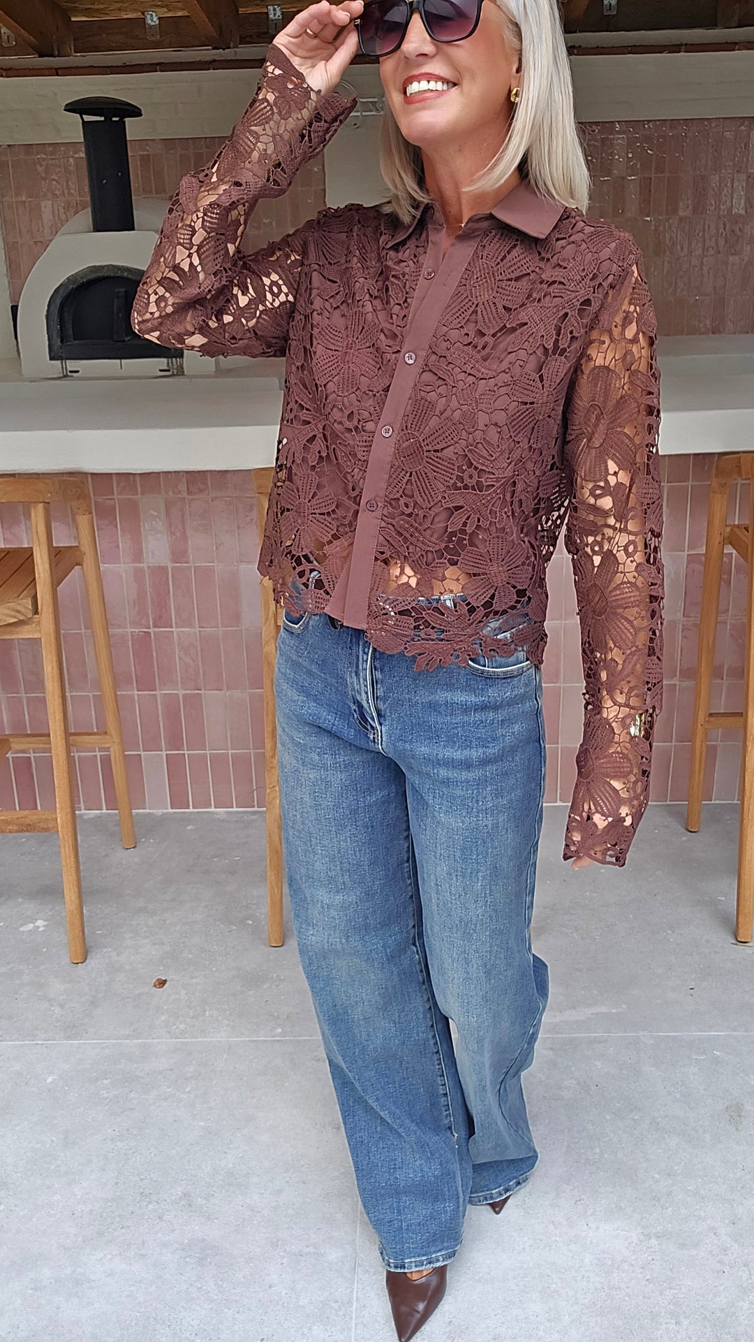 MERIEL lace blouse chocolat