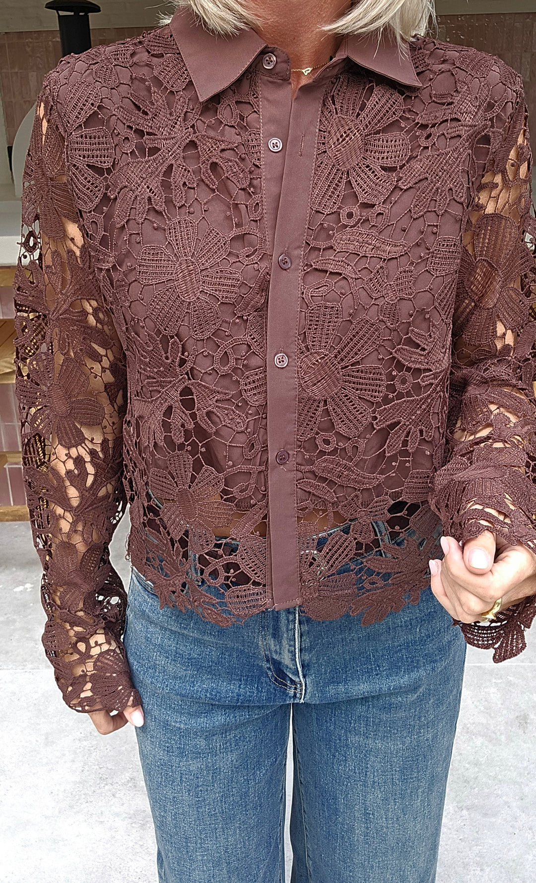 MERIEL lace blouse chocolat