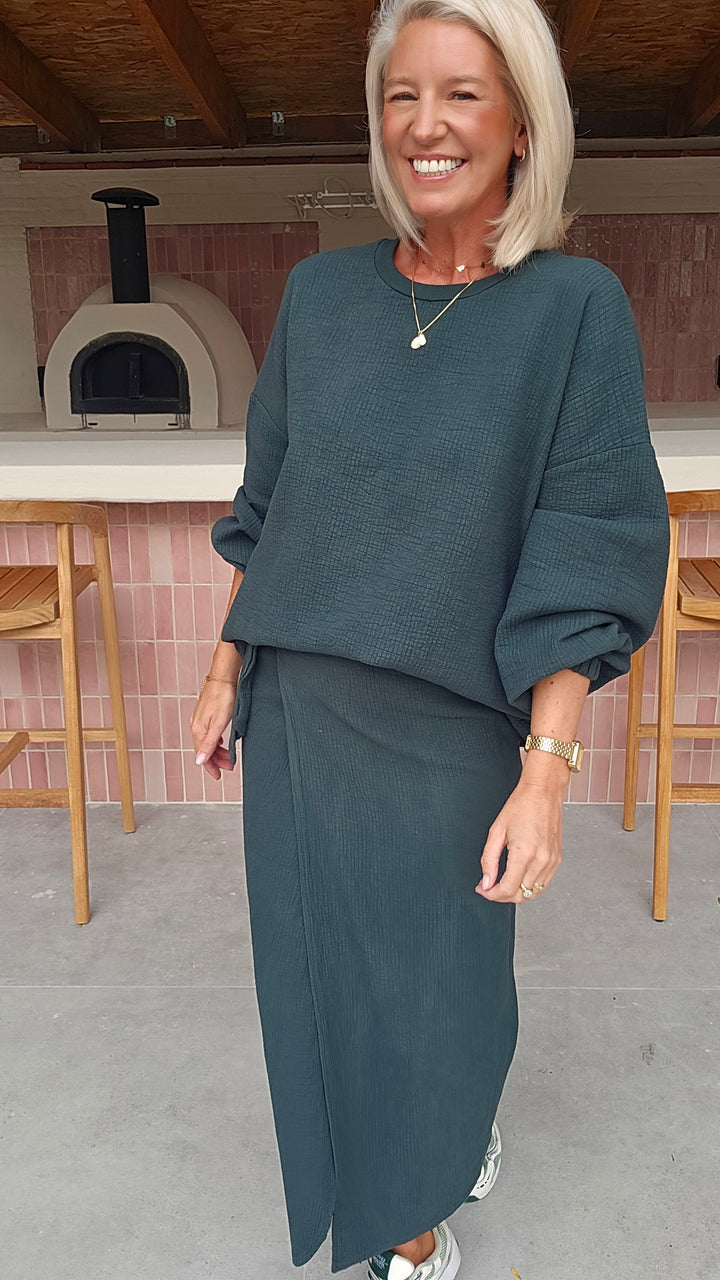 ZARA wrap skirt emerald green