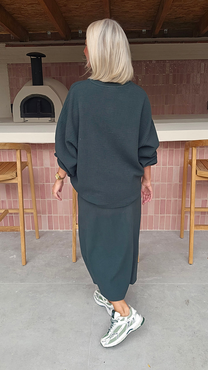 ZARA wrap skirt emerald green