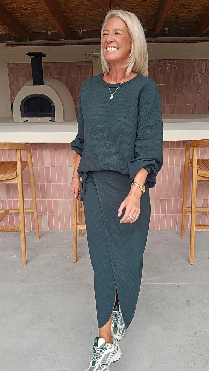 ZARA wrap skirt emerald green