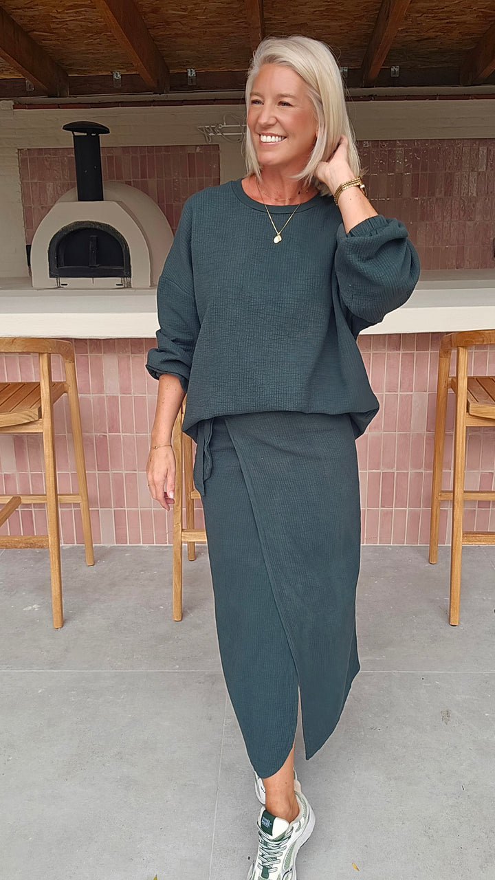 ZARA wrap skirt emerald green
