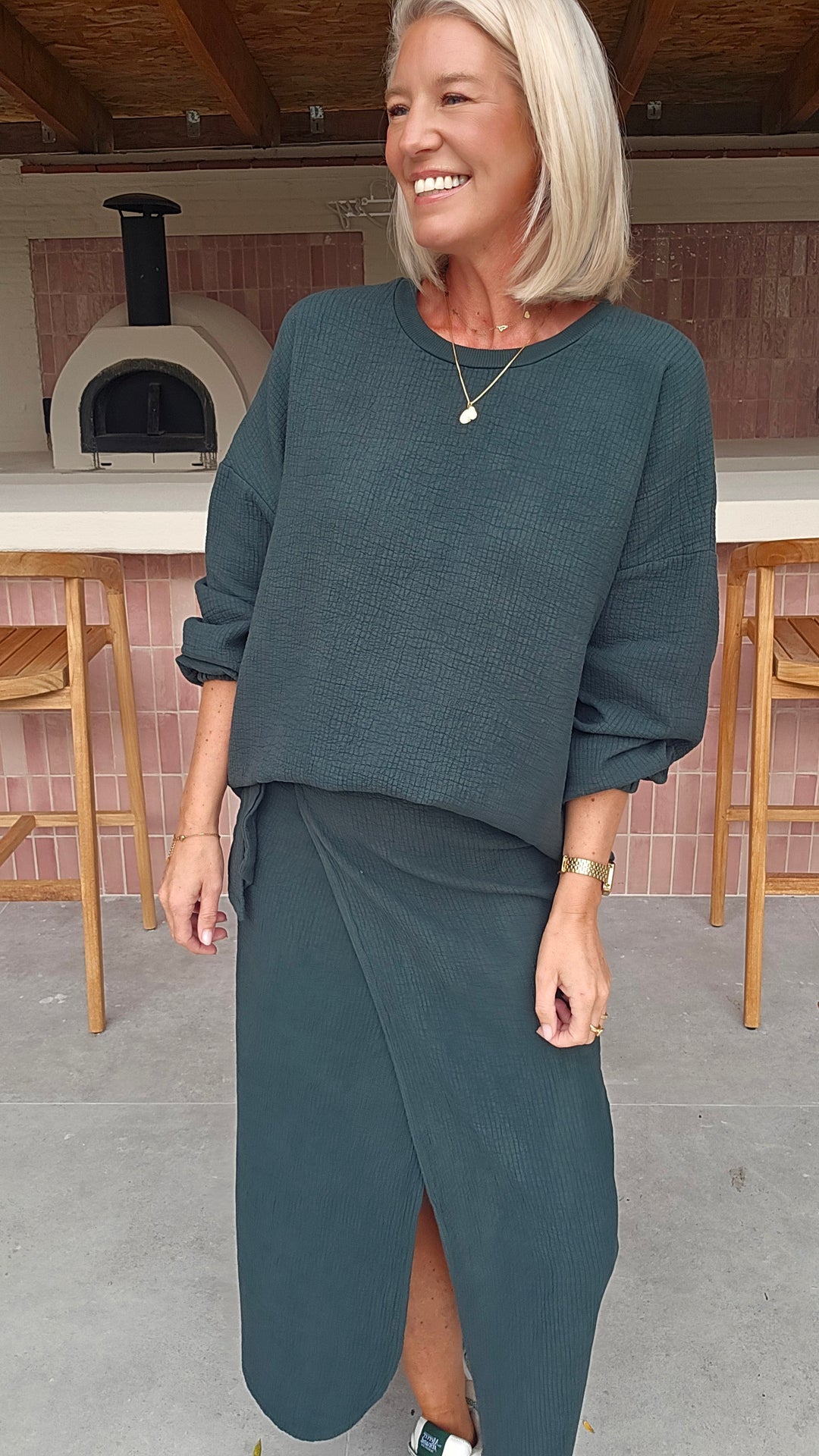 ZARA wrap skirt emerald green