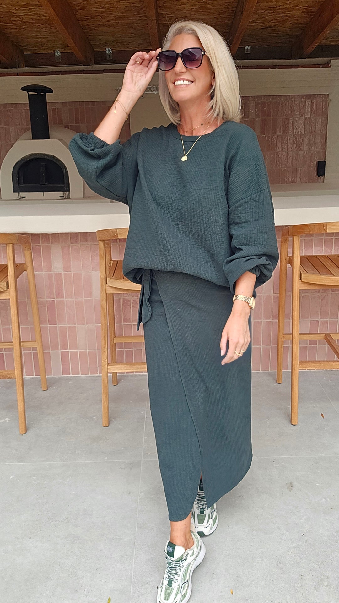 ZARA wrap skirt emerald green