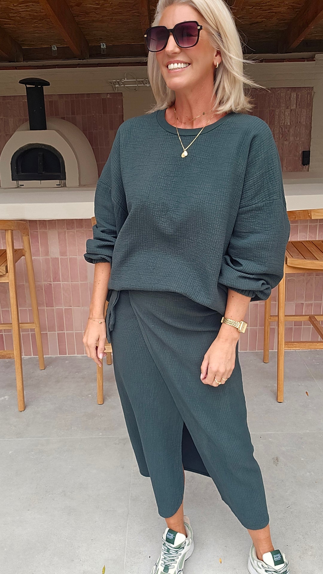ZARA wrap skirt emerald green