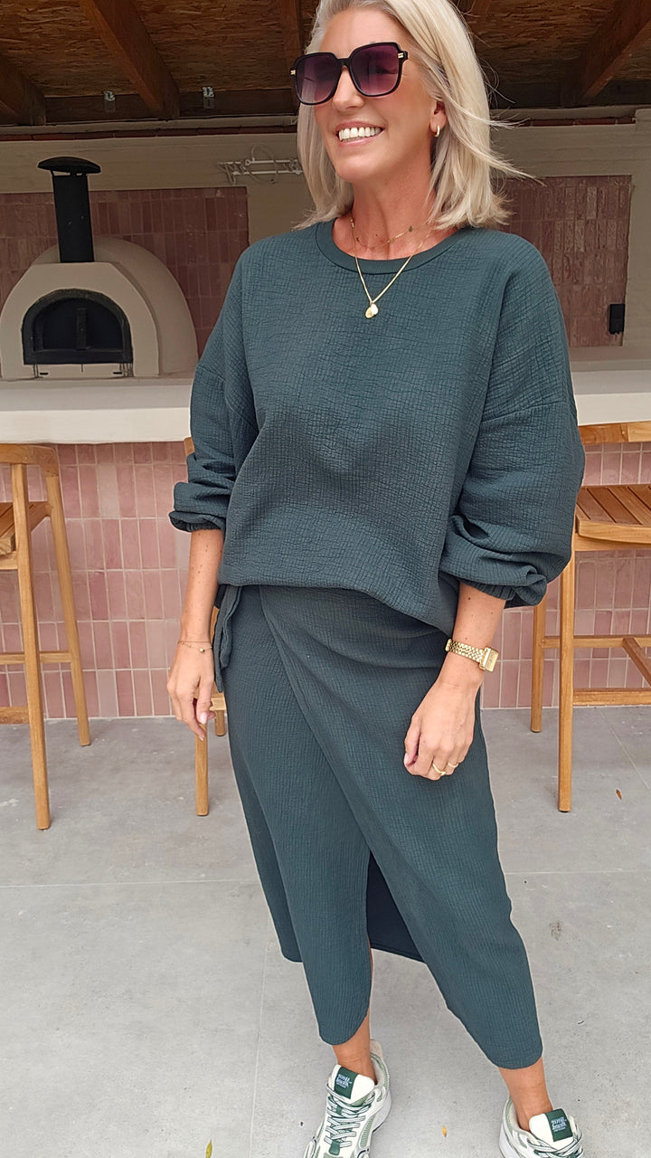 ZARA wrap skirt emerald green