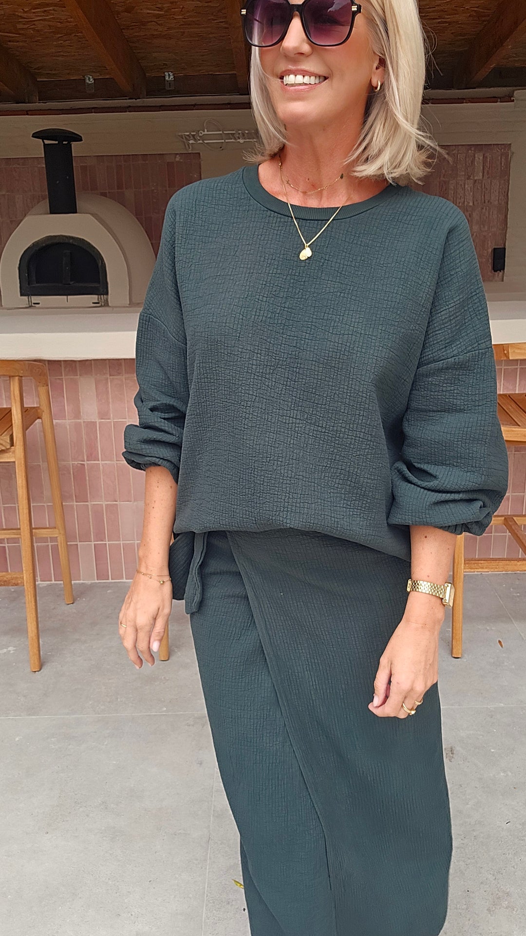 ZARA wrap skirt emerald green