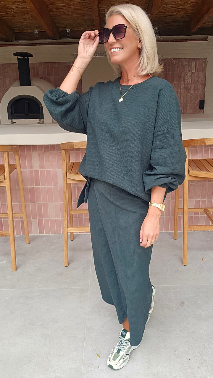 ZARA wrap skirt emerald green