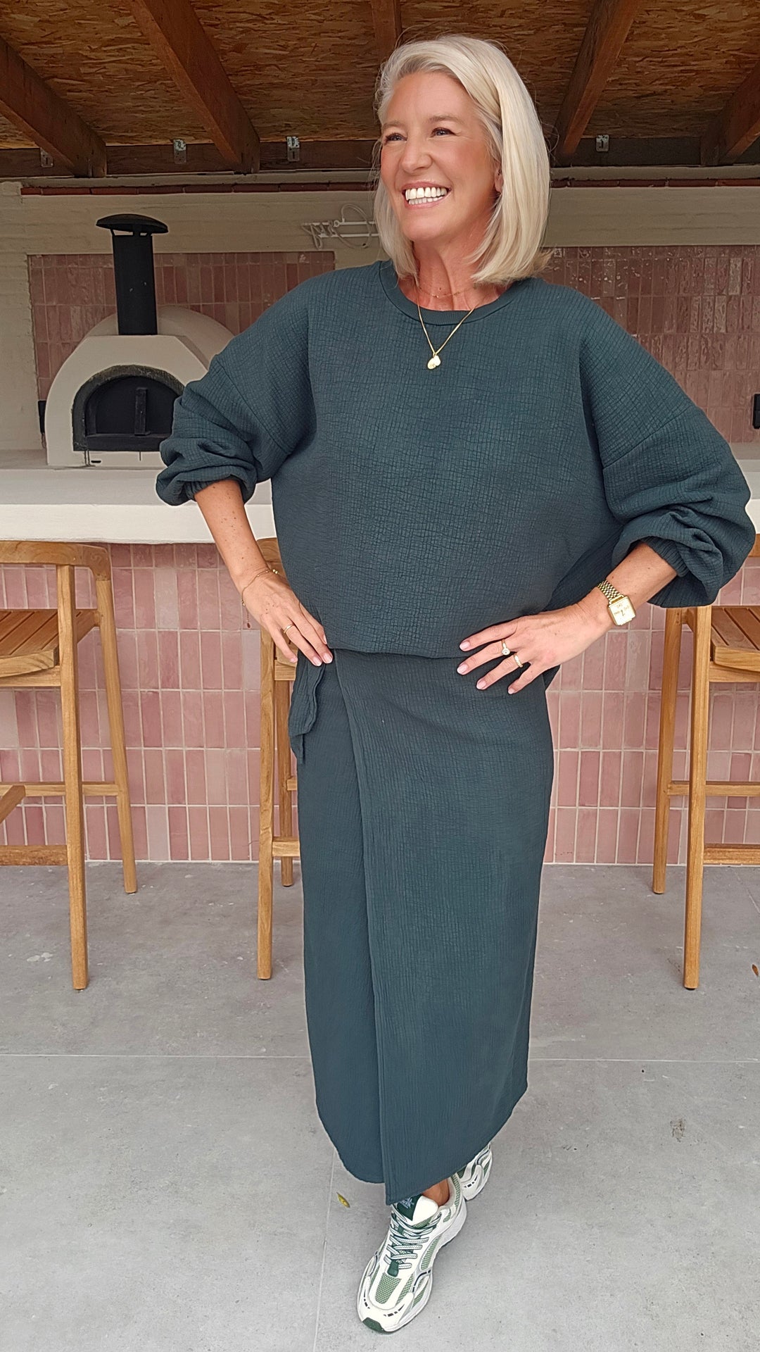 ZARA wrap skirt emerald green