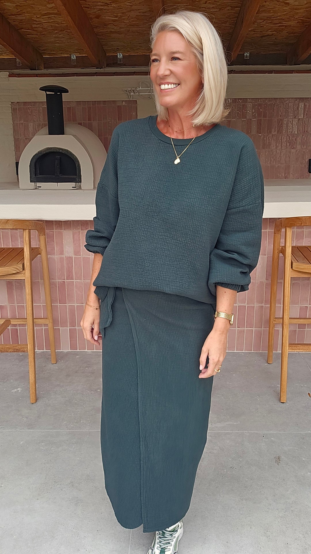 ZARA wrap skirt emerald green