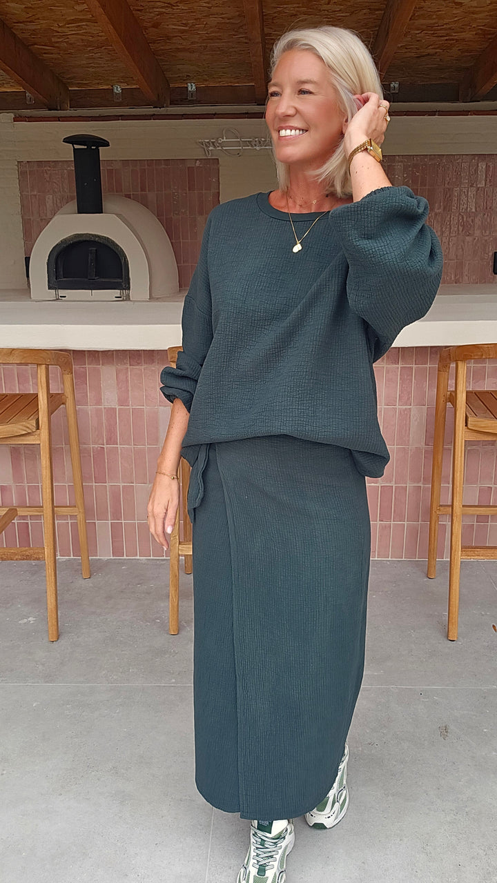 ZARA wrap skirt emerald green