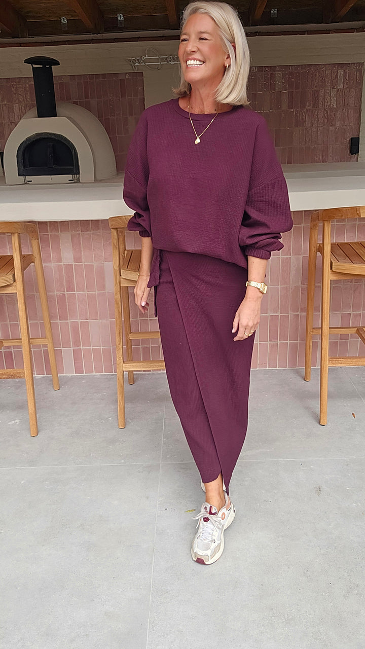 ZARA wrap skirt burgundy