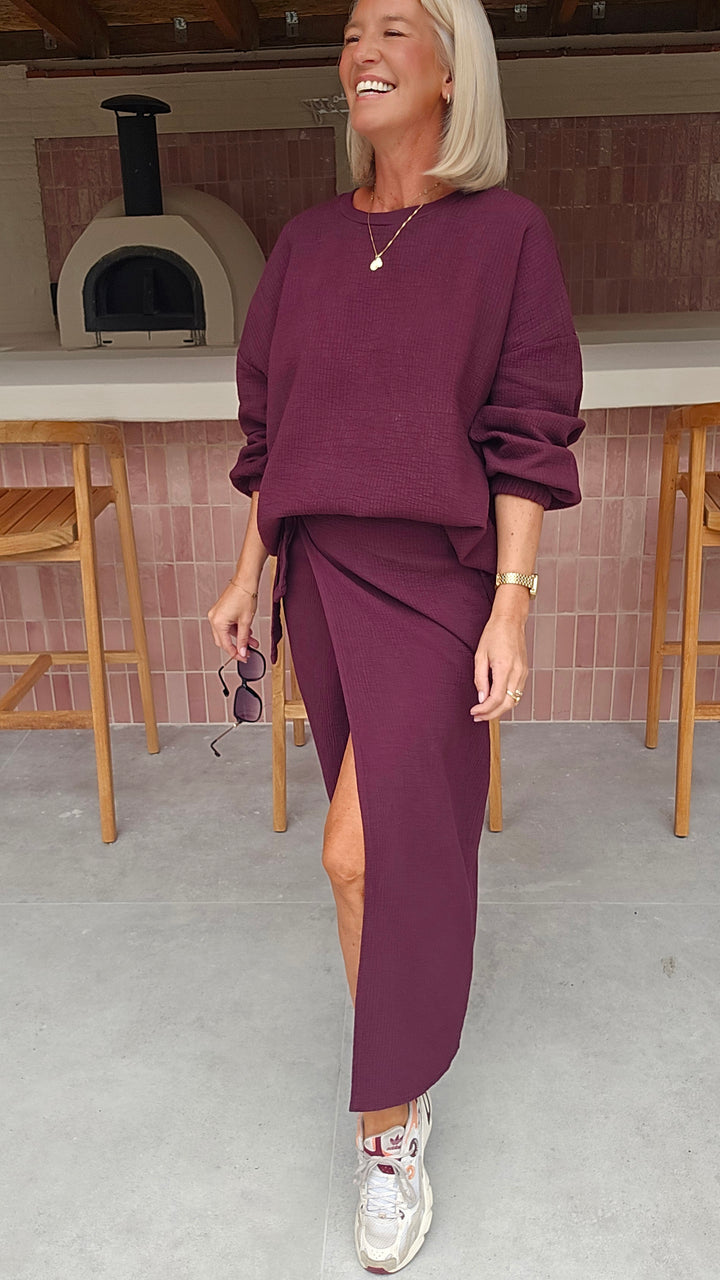 ZARA wrap skirt burgundy