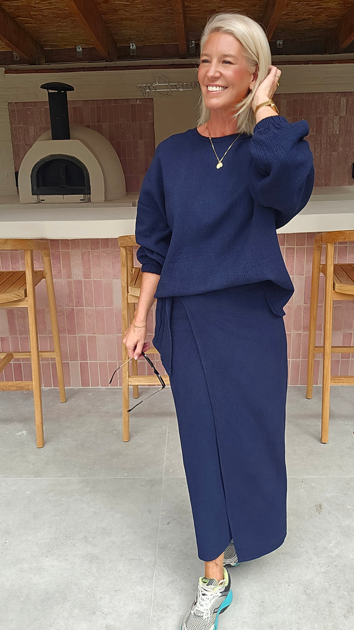 ZARA wrap skirt navy