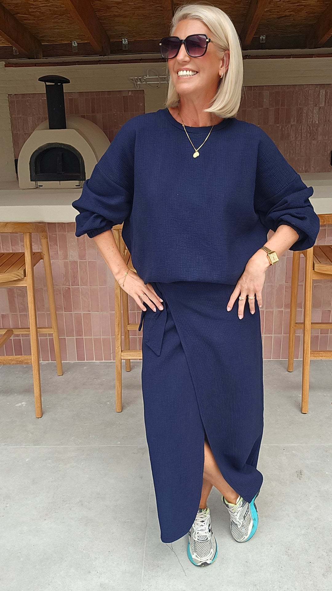 ZARA wrap skirt navy