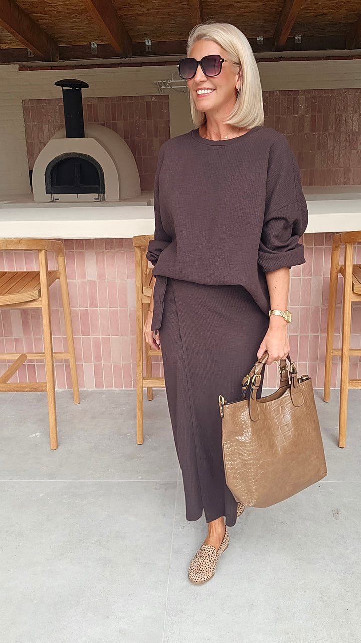 ZARA wrap skirt chocolat